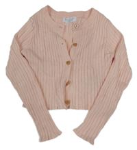 Svetloružový rebrovaný úpletový prepínaci crop sveter PRIMARK