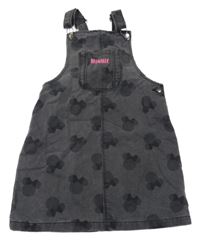 Tmavosivé rifľové šaty s Minnie a vreckom PRIMARK