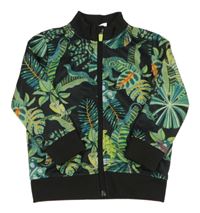 Černá propínací sportovní mikina s listy a ještěrkami H&M