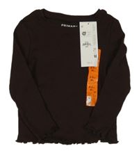 Nové - tmavohnědé žebrované triko PRIMARK