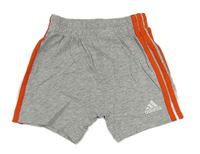 Šedé melírované bavlněné kraťasy s logem Adidas