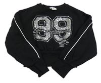 Čierna crop mikina s číslem z flitrů River Island