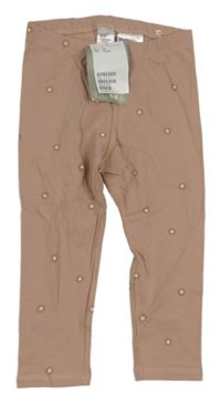 Nové - Starorůžové květované legíny H&M