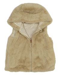 Béžová kožušinová podšitá vesta s kapucňou Nutmeg