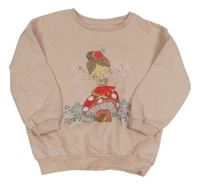 Ružová mikina s dívkou a houbou F&F