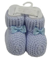 Nové - Světlemodré pletené ponožky s mašlí
