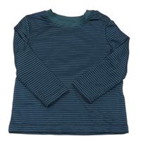 Tmavozeleno-tmavomodré pruhované športové tričko