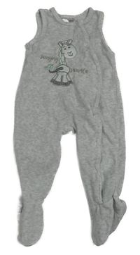 Světlešedé melírované sametové dupačky s žirafou Ergee