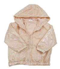 Ružová lesklá šušťáková lehce zateplená bunda s kapucňou So Cute