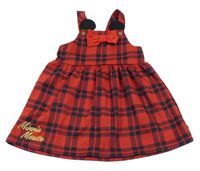Červeno-čierne kockované na traké šaty s mašlí - Minnie Disney