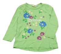 Zelené triko s květinami Kids
