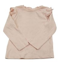 Růžové žebrované triko s volánky Matalan