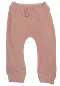 Růžové žebrované plyšové tepláky Nutmeg