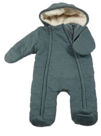 Tmavozelená manšestrová zateplená kombinéza s kapucí Mamas&Papas