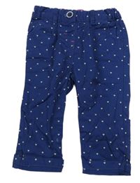 Tmavomodré plátěné kalhoty se srdíčky C&A