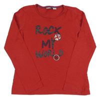 Červené tričko s nápisom a nášivkami Pepperts