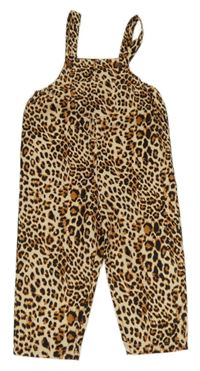 Béžovo-hnedo-čierny nohavicový overal s leopardím vzorom Shein