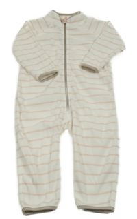 Bílo-růžový pruhovaný fleecový overal H&M