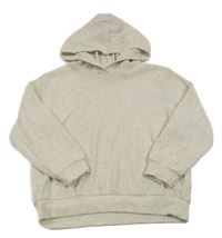 Béžová rebrovaná úpletová mikina s kapucňou H&M
