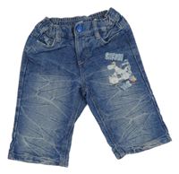 Modré rifľové kraťasy s potlačou Kiki&Koko