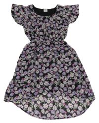 Čierne kvetované šifónové šaty Page One Young