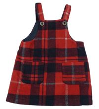 Červeno-čierno-sivé kockované vlnené šaty Next