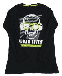 Černé triko s lebkou Y.F.K.
