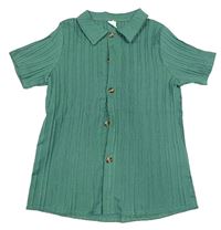 Tmavozelená pruhovaná košeľa Shein