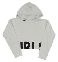 Biela crop mikina s nápisom a kapucňou