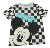 Smetanovo-černé kostkované tričko s Mickeym Disney
