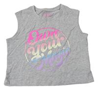 Sivý melírovaný crop top s nápisom Primark