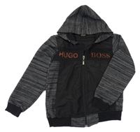 Čierno-biela melírovaná prepínaci mikina s kapucí Hugo Boss