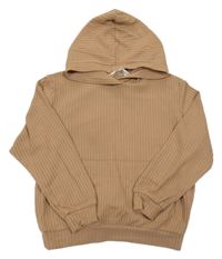 Hnedá rebrovaná úpletová mikina s kapucňou H&M