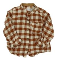 Hnedo-smotanová kockovaná košeľa zn. Zara