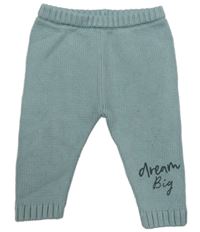 Svetlomodré pletené tepláky s nápisom