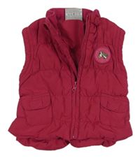 Malinová šušťáková zateplená vesta s nášivkou Topolino