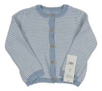 Nové - bílo-modrý pruhovaný propínací svetr George