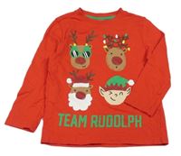 Červené triko s vánočními obrázky F&F