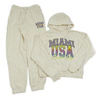 2 set - Smetanová mikina s nápisem a kapucí + tepláky Matalan