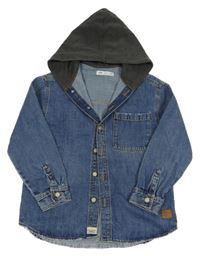 Modrá riflová košile s teplákovou kapucí Zara