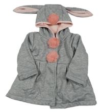 Šedý melírovaný teplákový kabátek s kapucí s ušima 
