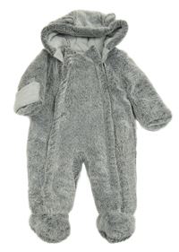 Šedá melírovaná chlupatá zateplená kombinéza s kapucí George