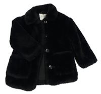 Černý kožešinový podšitý kabát F&F