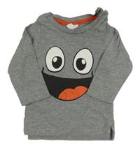 Šedé melírované triko se smajlíkem H&M
