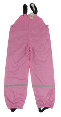 Nové - Růžové šusťákové podšité laclové kalhoty 