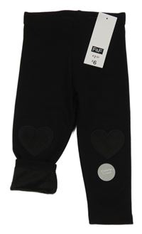 Nové - černé thermo legíny se srdíčky F&F