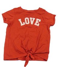 Červené tričko s nápisem a uzlem E-Vie