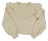 Smotanový crop vlnený svetr a volániky H&M