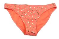 Nové - neónově korálové plavkové nohavičky so zlatým vzorom Y.F.K.