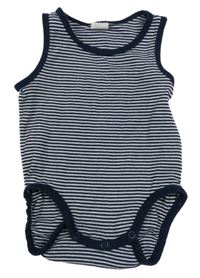 Tmavomodro-biele pruhované rebrované body H&M